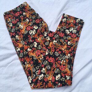 Disney OS One Size Leggings LulaRoe Bambi Thumper Flower Floral Pink Green